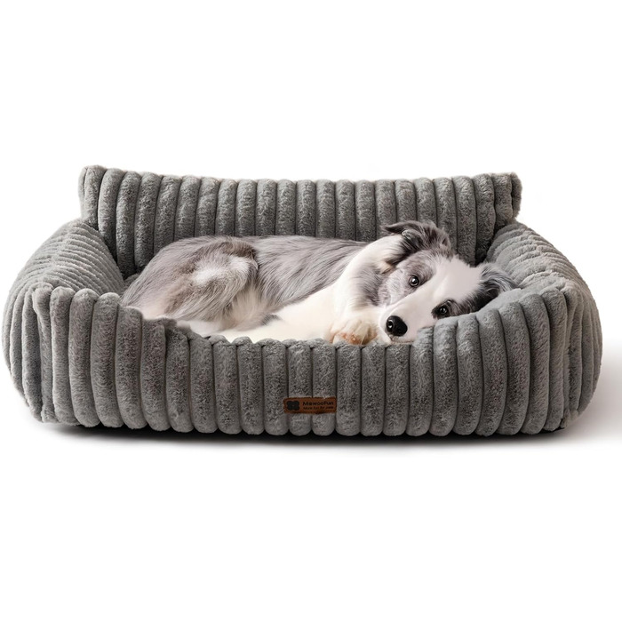 М'яке ліжко для собак та котів MEWOOFUN - зручне та затишне ліжко для домашніх улюбленців (Сірий, 91x72x30 см)