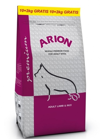 Сухий корм для собак Arion Premium Adult Ягня з рисом 10 кг + 2 кг