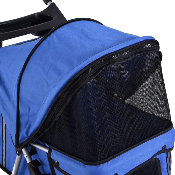 PawHut Dog Stroller Dog Buggy Pet Stroller Jogger Trailer для собак синій, складний і легкий, чудово підходить для поїздок