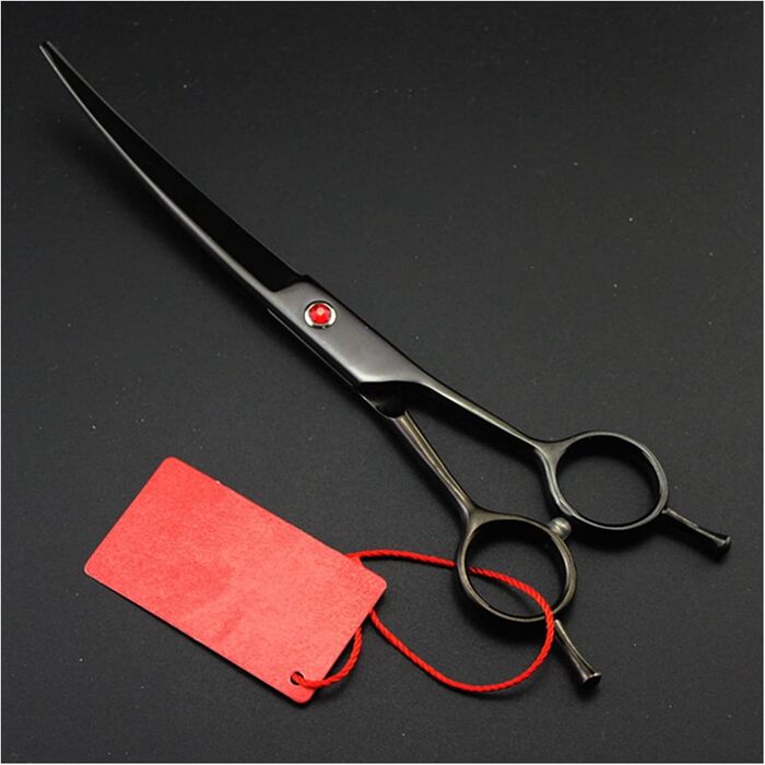 Професійна шерстьнорізальна ножиця для собак та котів, 7' (чорна), вигнутий зріз, без чохла