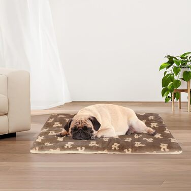 М'який лежак для собак у переносці 80x60 см, лежанка для собак у клітці, ковдра для домашніх тварин, підходить для середніх собак та котів (чистий сірий, плюшеві ведмедики)