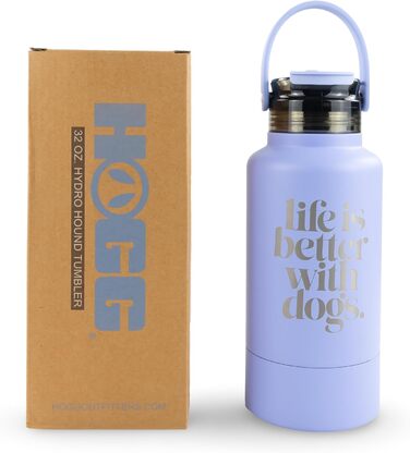 Водяна пляшка для собак Hogg Hydro Hound з нержавіючої сталі, ізольована, 907.2 г, з написом 