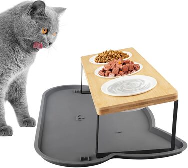 Набір з 3 годівниць для котів Mezzar Katzennapf: керамічні миски з підставкою, 15° нахил, ергономічний дизайн