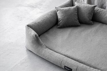 Ортопедичне ліжко для собак Bruno Grosse, середнього та малого розміру - подушка для собак, килимок для собак з тканини Aura - піна з пам'яті, м'яка, довговічна, зносостійка, стійка до розривів (L, Темно-сірий) L Темно-сірий