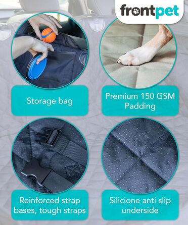 Захисний чохол для собак FrontPet, для заднього сидіння та багажника, універсальний, великий (35' x 40'), колір: бежевий