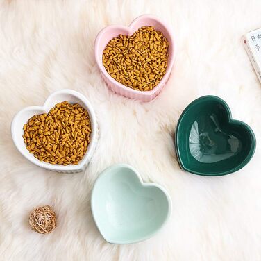 Підвищена годівниця для котів, керамічна - годівниця для котів з нахилом, анти-блювотний миска, 180 г, зелена