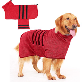 Рушник для собак PETCUTE з мікрофібри, швидковисихаючий, з застібкою-липучкою, для середніх та великих собак, червоний, 2XL