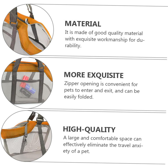 Транспортна сумка для тварин Cosmevivi XXL, нейлон, помаранчевий, 44x25 см, з сіткою для собак, котів та цуценят, для подорожей та кемпінгу