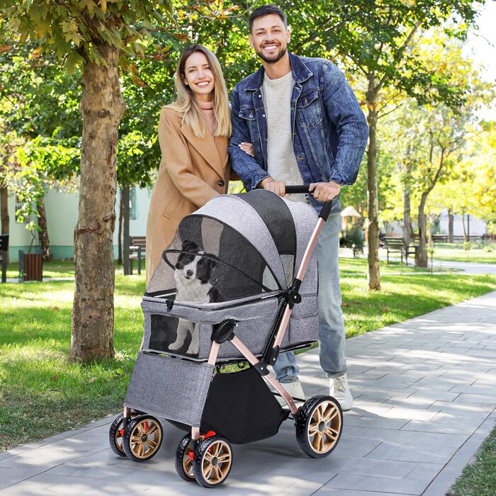 Візок для собак та котів YITAHOME, складаний, до 22 кг, сірий