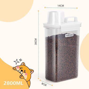 Контейнер для корму для тварин Nobleza, 2.5L, відро для корму для собак та котів з мірним стаканчиком