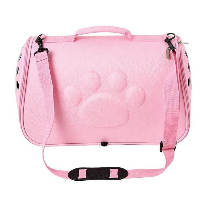 М'яка переноска для тварин - переноска для собак та котів з регульованим плечовим ременем для подорожей, прогулянок, активного відпочинку, авіаперельотів, ветеринарних візитів та міста. Рожева, розмір M