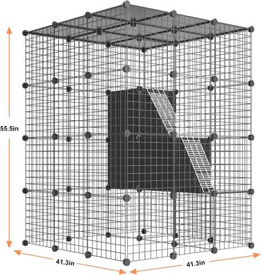 PAWING Великий вольєр для котів Indoor з кубом для зберігання, Catio Outdoor, металевий дріт, вольєр, знімна котяча кімната, ігровий майданчик 3x3x4, вольєр для котів Kitty з платформою для 1-3 котів, 41L x 41W x 55H