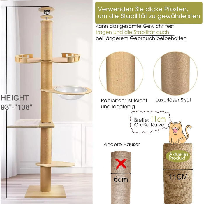 Крізьовбам: Крізьовбам - кігтеточка-гамак для котів, висота 240-275 см, обмотана сизалевим мотузком