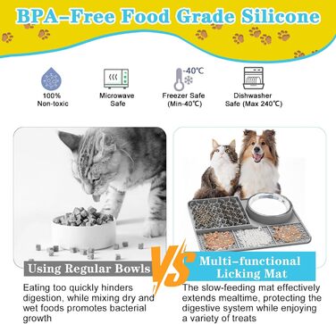 Шлека для собак Cooltto з лотком та шпателем: силіконова підстилка з присосками для купання, грумінгу та догляду за кігтями (сірий)