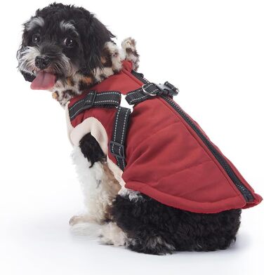 Зимовий теплий одяг для собак YRRYGMN: куртка з відбиваючими елементами, комір з хутром, для холодної погоди, розмір L (45-49 см обхват грудей)