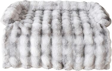 Ортопедичне ліжко для собак TOPCHANCES - 90x90x13 см, миється, пухнасте, для середніх собак, неслизьке, килимок-софа для домашніх тварин, сірий градієнт 95x95x13 см