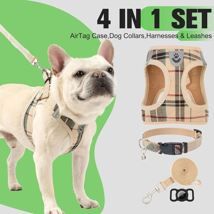 Шлейка та поводок для собак Expawlorer – класичний вибір для середніх собак, не тягнуть, регульовані, надійні для прогулянок, хакі (розмір M, обхват шиї 30-40 см, обхват грудей 40.6-45.7 см)