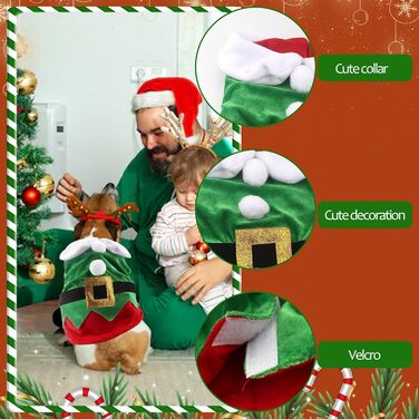 Костюм Святого Миколая для собак Threetols: теплий зимовий набір для тварин, костюм для собак, тепла куртка, набір для собак, святкова одіяння, середній розмір