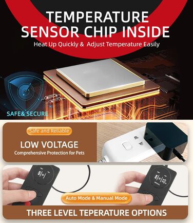 Електричний нагрівальний килимок для собак та котів з регулюванням температури, сірий
