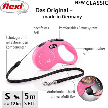 Рулетка для собак Flexi 25210769, розмір M, до 25 кг, 4.8 м, рожева