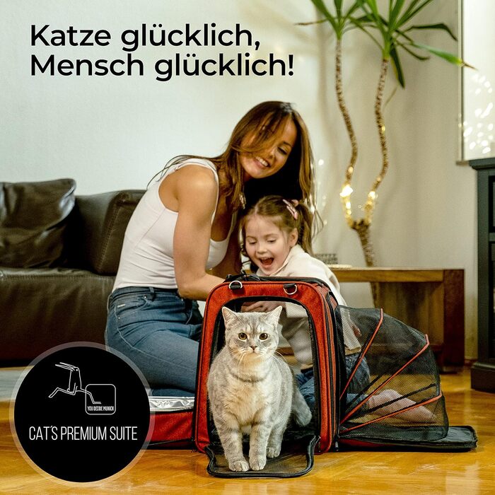 Транспортна переноска для котів You Decide Munich Cat Premium Suite LX (червона) з туалетом, складна