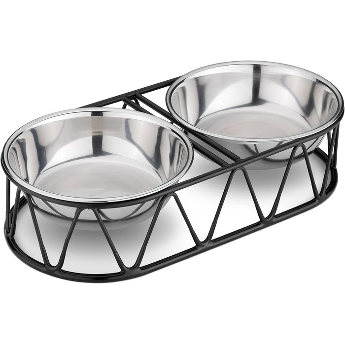 Набір мисок для котів Navaris з кріпленням - 2 шт. Фуршетна станція для котів та собак, миски з емальованого заліза з нержавіючою сталею