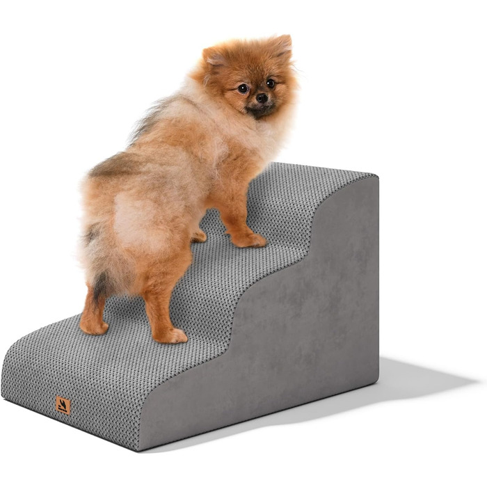 Сходинки для собак та котів, 3 сходинки, 40 см, сірі. Зручні для літніх тварин, миються, не слизькі. Для дому, до ліжка, дивану.