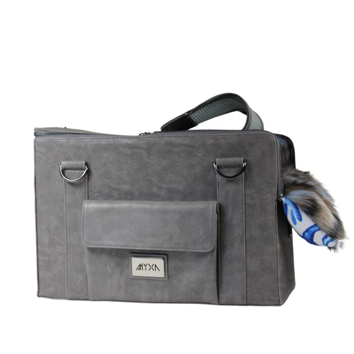 Сумка для собак MYXA Classi, переноска для собак, авіапереноска з знімною сіткою на даху (Сірий Океан, з кишенею)