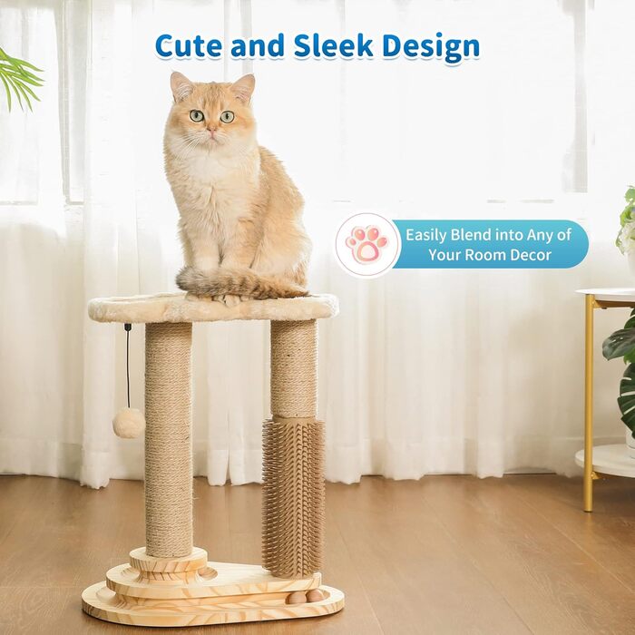 Когтеточка для котів Made4Pets Wolke, 44,5 см, натуральний сизаль, м’яка лежанка, інтерактивна іграшка, для домашніх котів