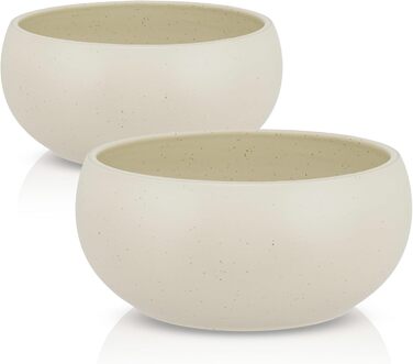 Набір мисок для собак середніх та великих порід | Кремовий | 2 шт. діаметром 20 см та об'ємом 1,8 л | Кераміка | Можна мити в посудомийній машині | Стійкий до подряпин та укусів | Міцний набір мисок для корму та води для собак середніх та великих порід