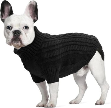 Пуловер для собак на Новий рік - теплий, з дірочкою для повідка, для чихуахуа, рейнхаунд та котів (S/L, чорний)