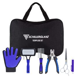 Набір для догляду за тваринами 7 предметів: щітка для шерсті, ножиці для шерсті, ножиці для кігтів, рукавичка для вичісування, щітка для ворсу, щипці для кліщів, для собак, котів, дрібних тварин