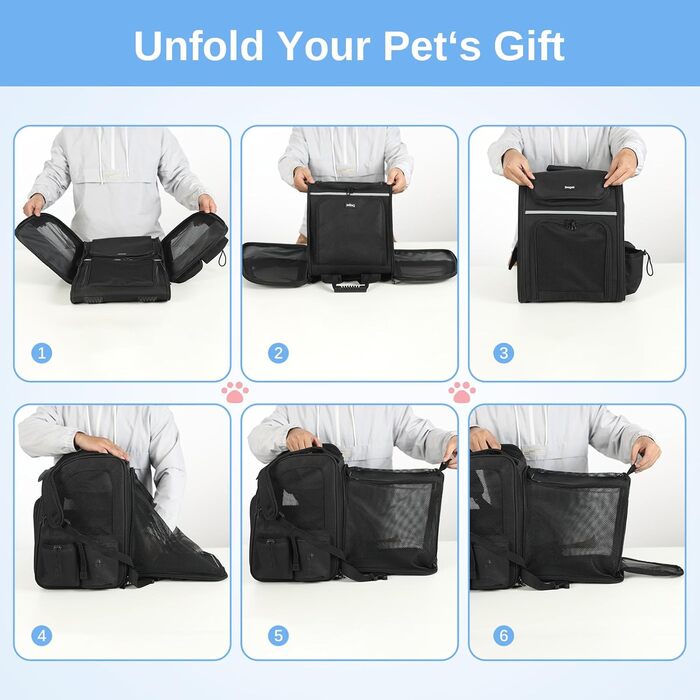 Рюкзак для кота та собаки Dogat: зручний, дихаючий, розкладний, з сіткою, чорний