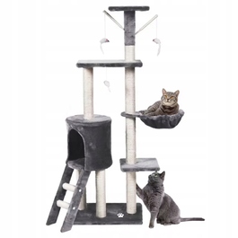 Високий багатоярусний когтеточка-комплекс для котів WERDANO PETS, 138 см, темно-сірий