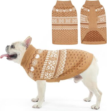 Светр для собак SCENEREAL: теплий, м'який, з ролкрагом, для великих, середніх та маленьких собак, XS1 (Обхват грудей 15'-16'), хакі, розмір S/M