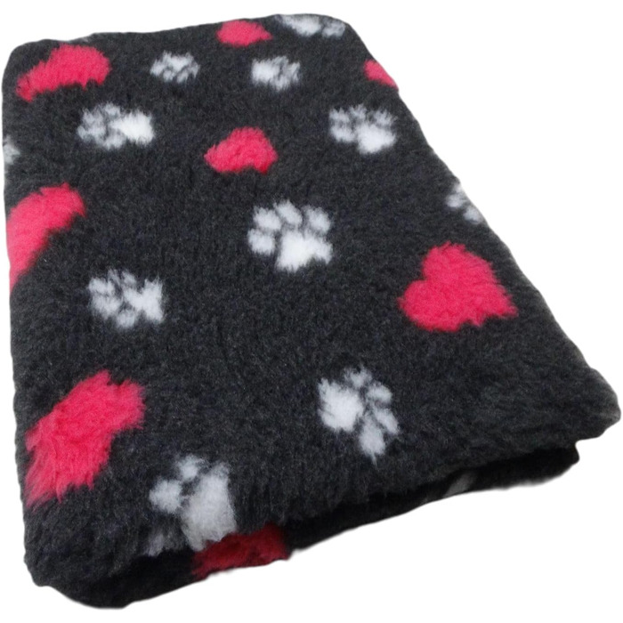 М'який килимок Vet-Bed для собак: килимок-підстилка, непромокаючий, з антиковзаючим покриттям, 22 мм ворс (темно-сірий + рожеве сердечко, 1м x 1,60м)