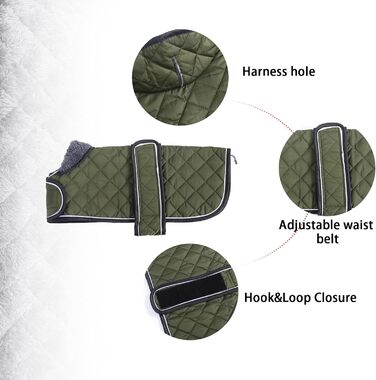 Зимовий теплий пуховик для такс, тепла куртка для собак, зимова куртка для такс, пуховик для собак середнього та малого розміру, армійний зелений, M