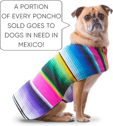 Пончо для собак ручної роботи Cinco De Mayo, автентична мексиканська ковдра, костюм для чихуахуа, рожевий, XXS