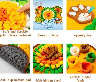 Килимок для собак, 63,5 x 43,2 см, великий, миючий, з дзвоником, антиковзкий, для інтелектуальних ігор, іграшка-головоломка для собак