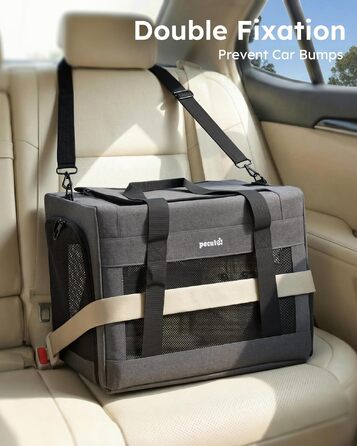 Сумка-переноска для котів та собак Pecute XL (42.5x32x30 см) Сіра - для подорожей, автомобіля, ветеринара (до 7 кг)