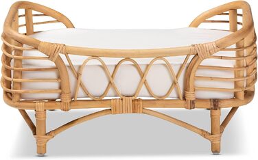 Ліжко для домашніх тварин Baxton Studio Malino, сучасний богемний стиль, ротанг, з подушкою, коричневий