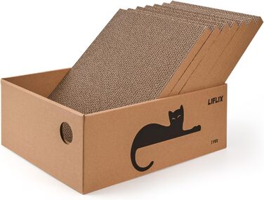 LIFLIX Дряпальня для котів з будиночком, 7 шт. з гофрокартону, міцна, 42×32×15 см