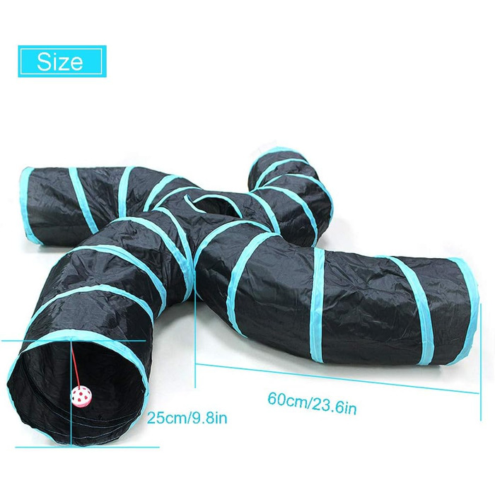 Туннель для котів Bemodst 4-Way, інтерактивна іграшка-лабіринт для кошенят, кроликів, щенят, хорячків, морських свинок