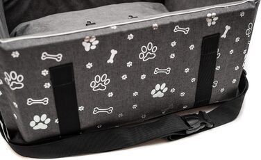 Автокрісло для собак Boutique Zoo | М'яке автокрісло для собак, котів та інших тварин | На заднє сидіння, пасажирське сидіння | Лежанка для собак, переноска для собак | Поліестер, штучна замша | Колір: Сірий | Розмір: M (47x40 см)