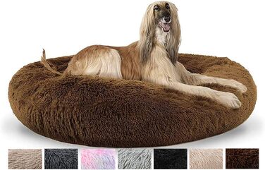 Крісло-лежанка для собак та кошенят Donut, м'яке, пухнасте, L (колір кавовий, 120 см)