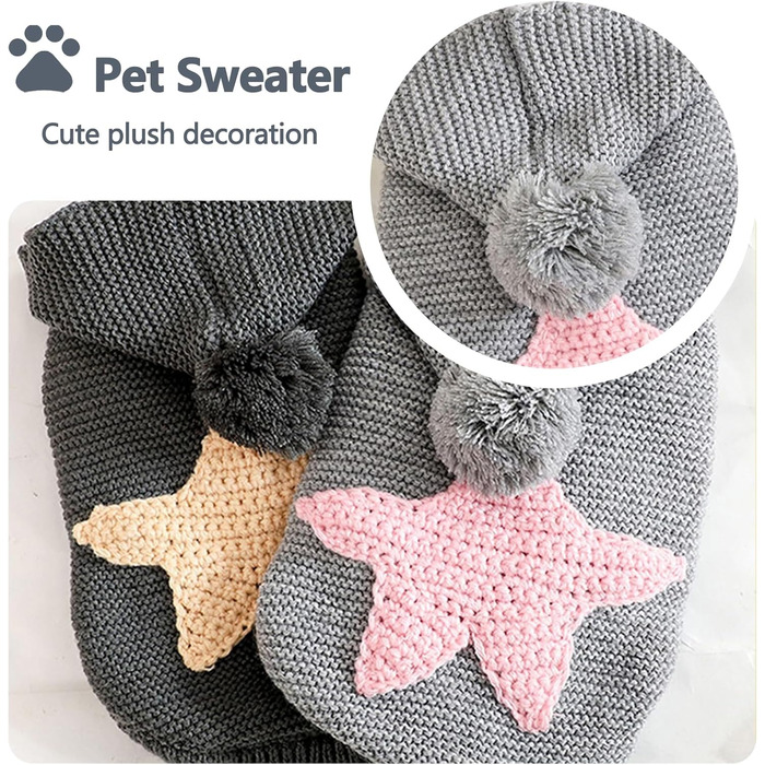 Жовтий теплий пуловер для собак Galatée з коміром-горловиною для Чихуахуа, Бульдога, Такси, Мопса, Йорка (M)