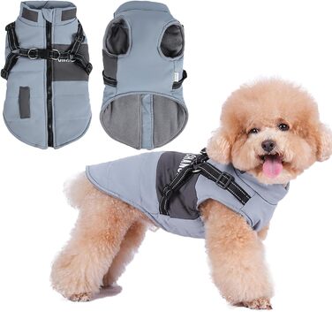 Водонепроникний собачий нашийник та тепла куртка для собак, одяг для собак малого та середнього розміру, собачий пуловер з безпечними світловідбиваючими смугами (Синій, 3XL)