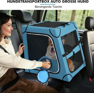 Складана переносна переносна коробка для собак Snagle Paw, стабільна переноска для заднього сидіння автомобіля з підголовником, металевий каркас, переноска для подорожей для середніх/великих собак, переноска з сітчастими дверцятами та м'якою оббивкою (68с