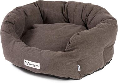 JAMAXX Овальне собаче ліжко з комфортною начинкою, знімний чохол, вінтажний канвасний матеріал, собачий кошик з високими бортиками, розмір S (60x50 см)