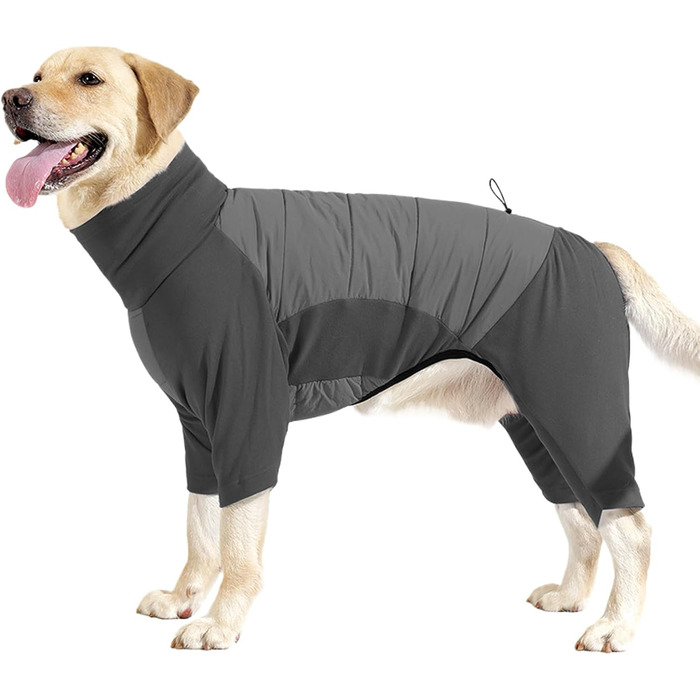 Зимовий теплий одяг для собак: тепла куртка з високим коміром для цуценят та собак великих, середніх та малих порід, для прогулянок, халупництва, походів, сірого кольору, розмір L